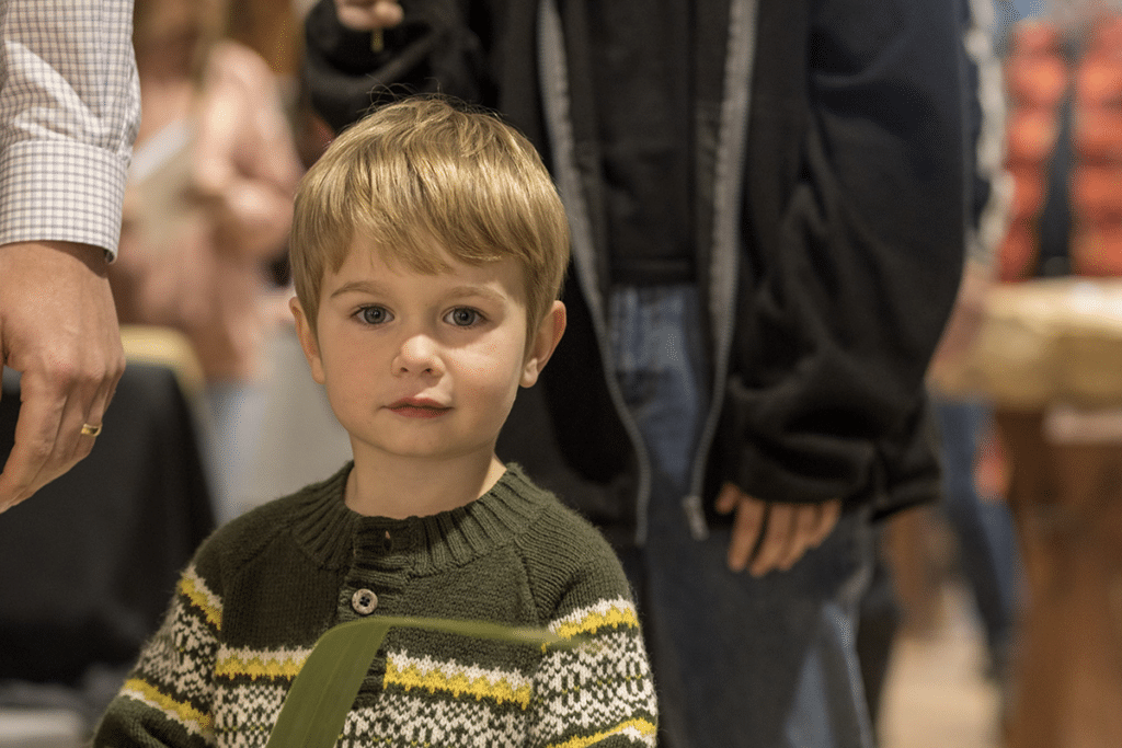 Young child at a church service