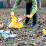 People cleaning up litter